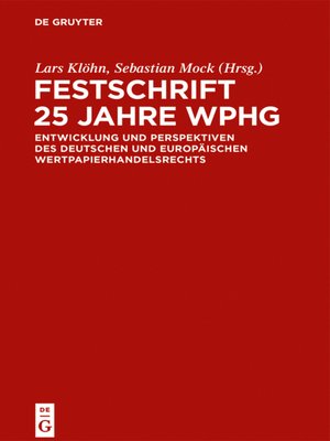 cover image of Festschrift 25 Jahre WpHG